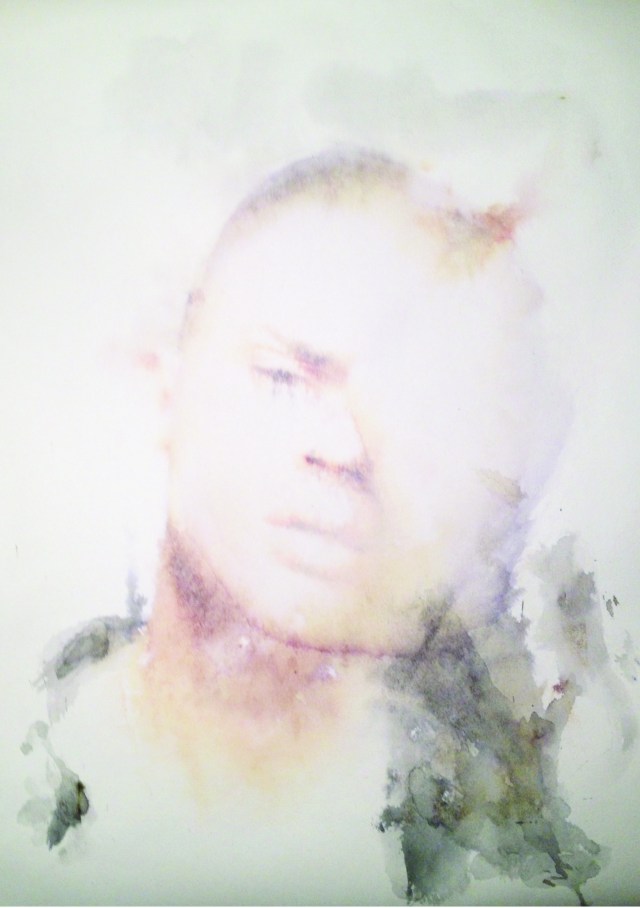 HIDING DESPAIR -INK/WATERCOLOUR ON PAPER 28X41CM